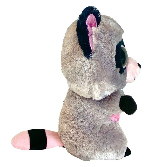 Ty Beanie Boo 8" Raccoon with Pink Sparkly Eyes "Rocco" Children Toy Collector - Picture 4 of 8